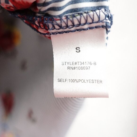 S.R. By Sweet Rain Blouse Top Women's Small Blue/Red Floral long sleeve - Picture 7 of 10